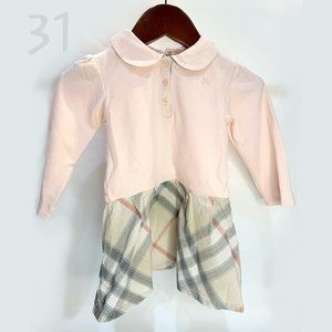 Burberry Long Sleeve Pink Jersey and Nova Check Dress - Size 18M